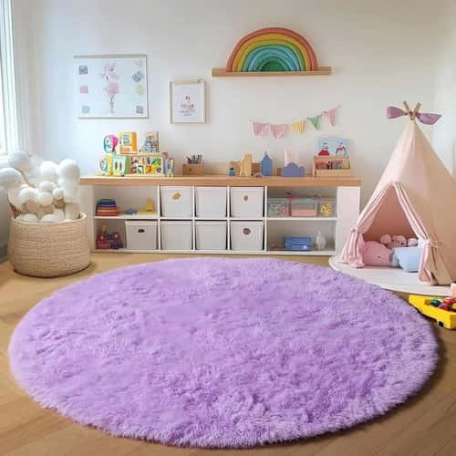 Round Fluffy Kids Plush Rug Soft Nursery Floor Carpet Baby Play Mat