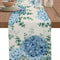 Blue Hydrangea Linen Table Runner Farmhouse Floral Dining Decor 3