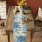 Blue Hydrangea Linen Table Runner Farmhouse Floral Dining Decor 4