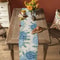 Blue Hydrangea Linen Table Runner Farmhouse Floral Dining Decor 4