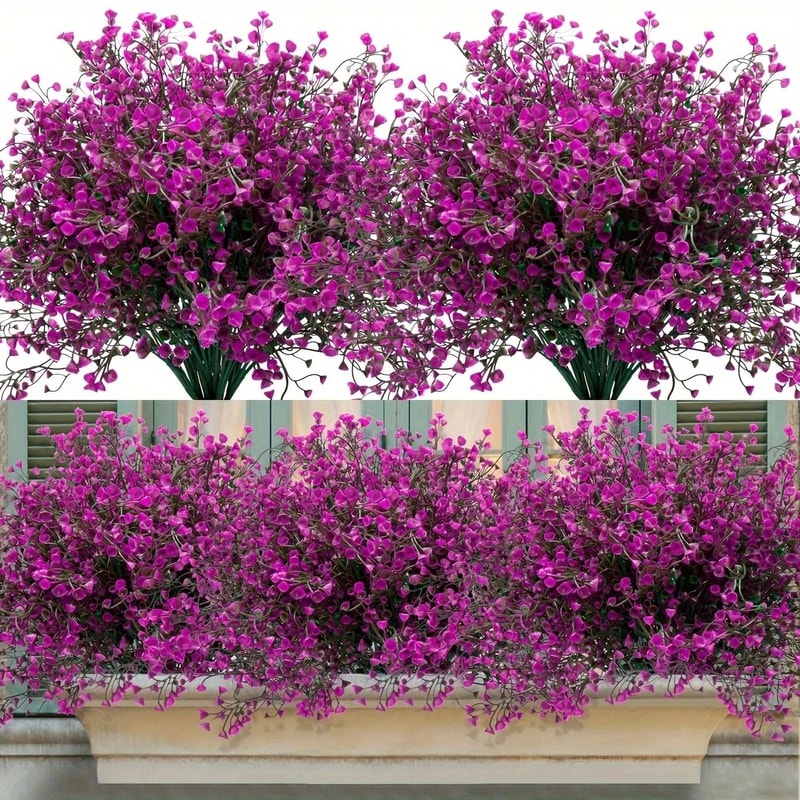 UV Resistant Artificial Outdoor Flowers Plastic Shrub Garden Decor Set 7