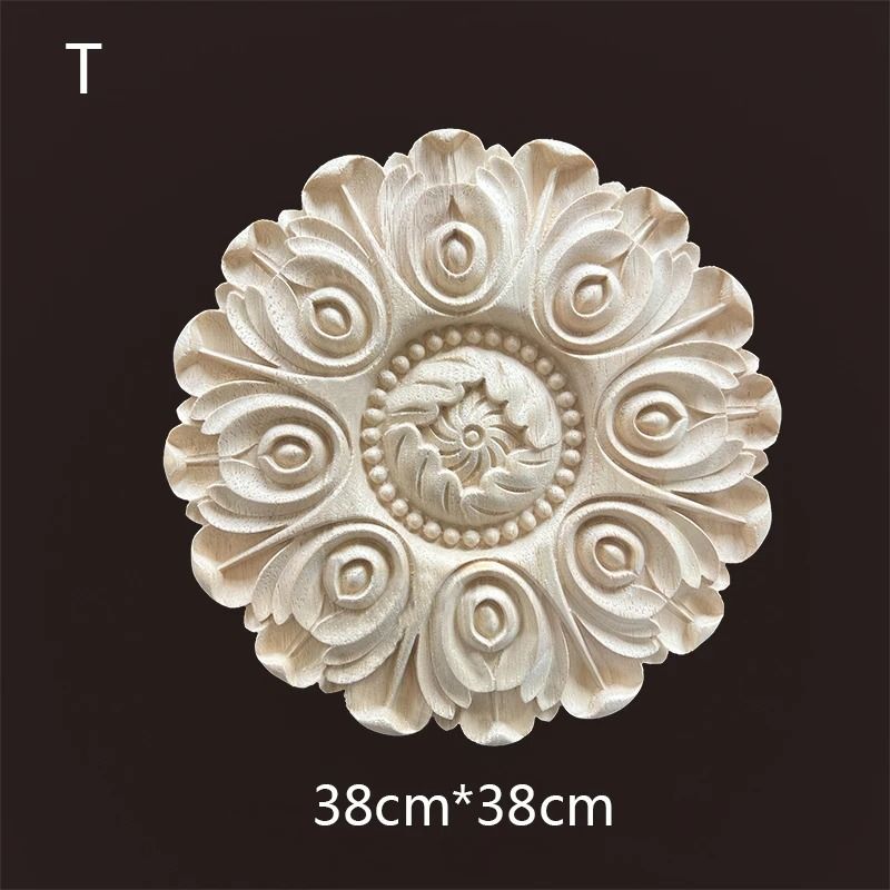 Floral Wood Carved Applique Furniture Onlay Decorative Trim 0