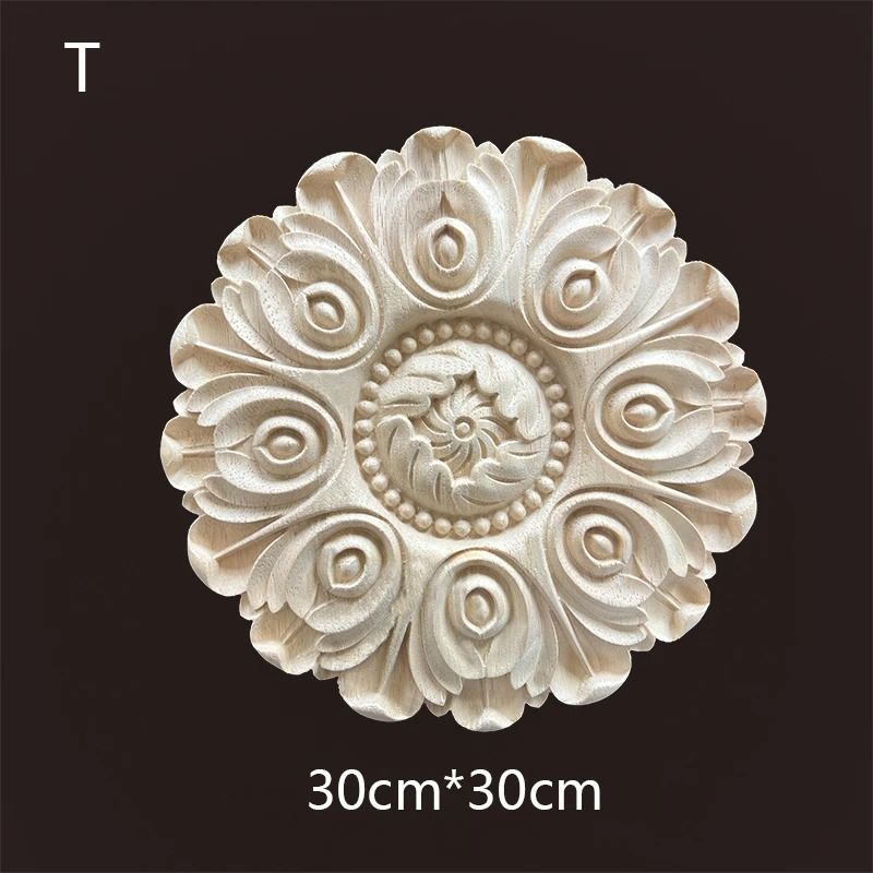 Floral Wood Carved Applique Furniture Onlay Decorative Trim 1