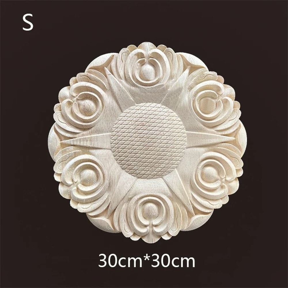 Floral Wood Carved Applique Furniture Onlay Decorative Trim 2