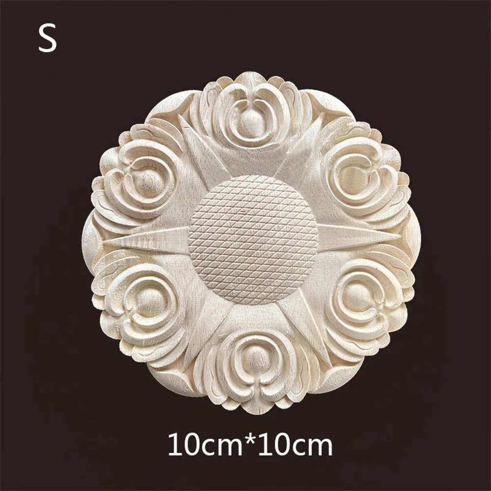 Floral Wood Carved Applique Furniture Onlay Decorative Trim 4