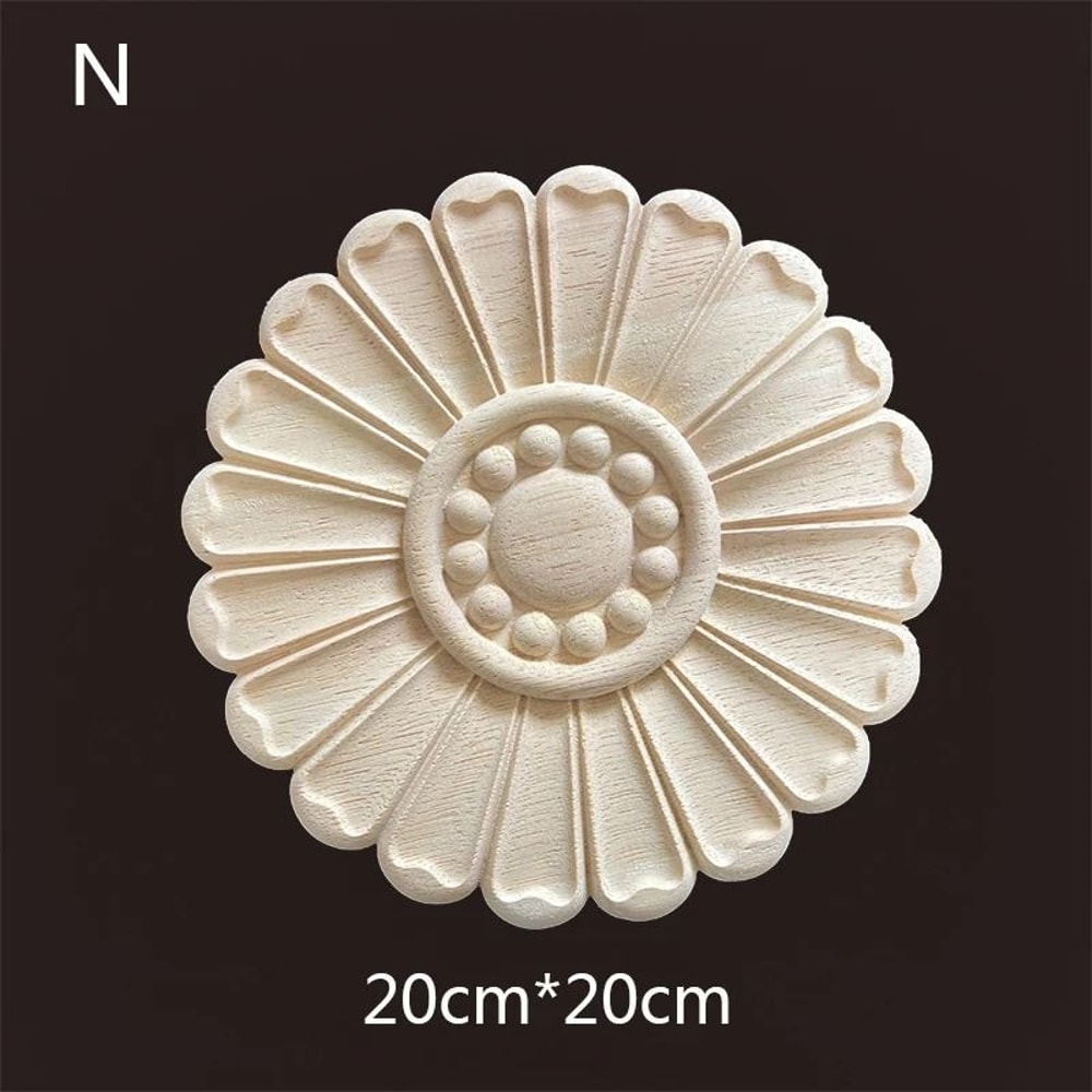Floral Wood Carved Applique Furniture Onlay Decorative Trim 20