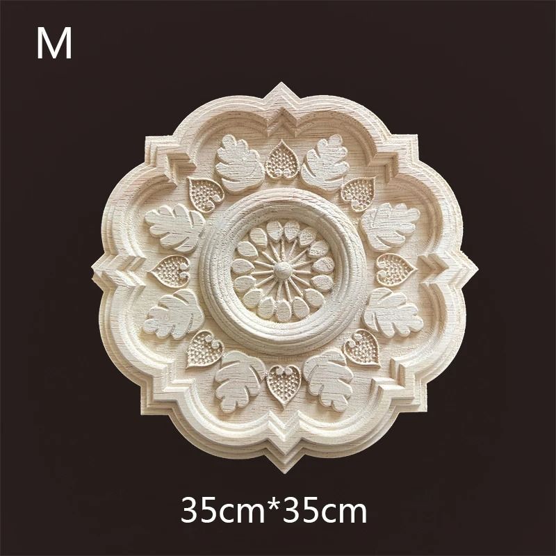 Floral Wood Carved Applique Furniture Onlay Decorative Trim 22