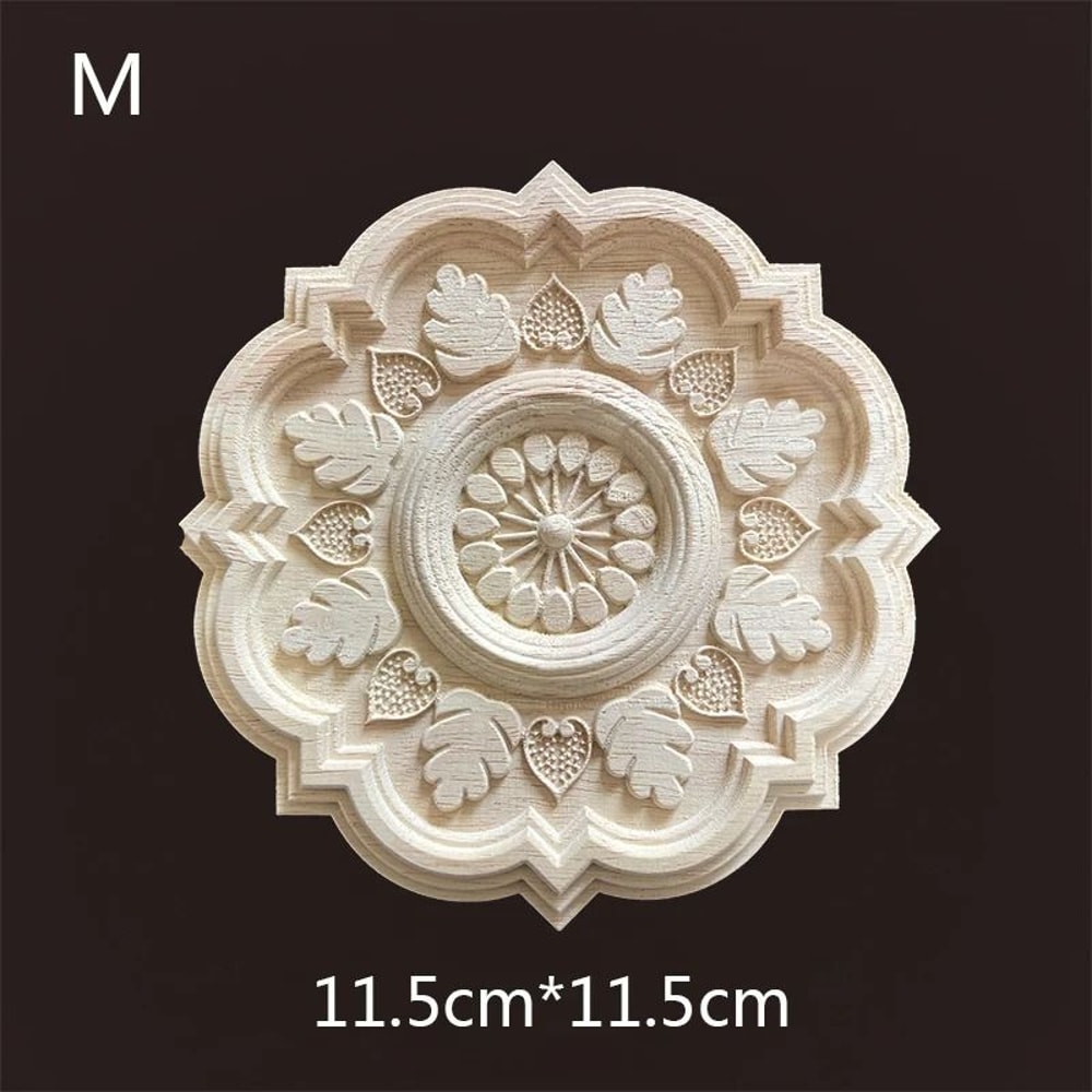 Floral Wood Carved Applique Furniture Onlay Decorative Trim 24
