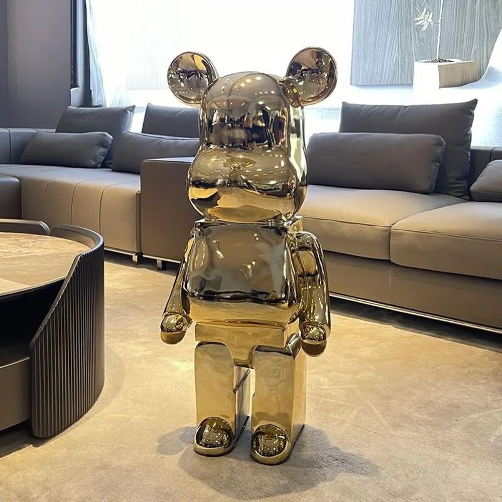 Luxury Gradient Bear Statue Modern Mirror Finish Home Decor Sculpture 3