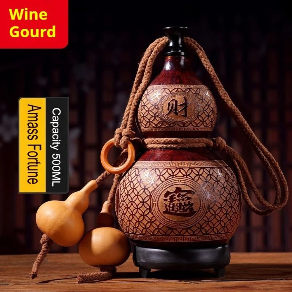 Natural Gourd Bottle Handcrafted Wine Flask Portable Whiskey Container 2