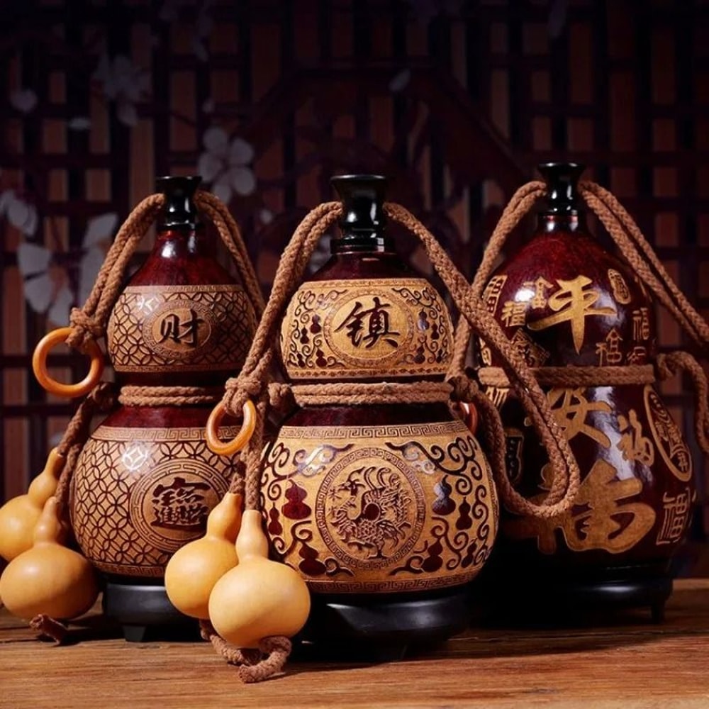 Natural Gourd Bottle Handcrafted Wine Flask Portable Whiskey Container 6