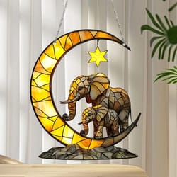 elephant family moon window hanging decor garden and bedroom ornament