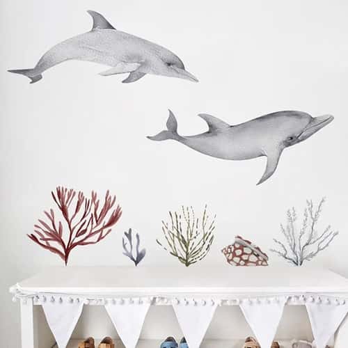 Underwater Wall Stickers Ocean Wall Decals for Bathroom and Kids Room Decor