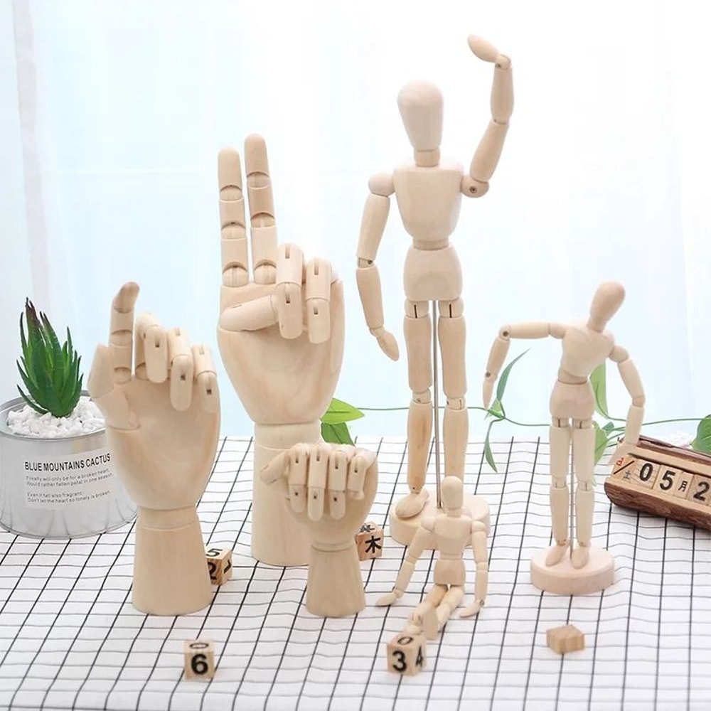 Wooden Drawing Mannequin Posable Artist Figure Art Reference Model With Gift Box 14