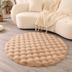 faux fur rug round fluffy carpet soft bubble texture bedroom and kids room rug
