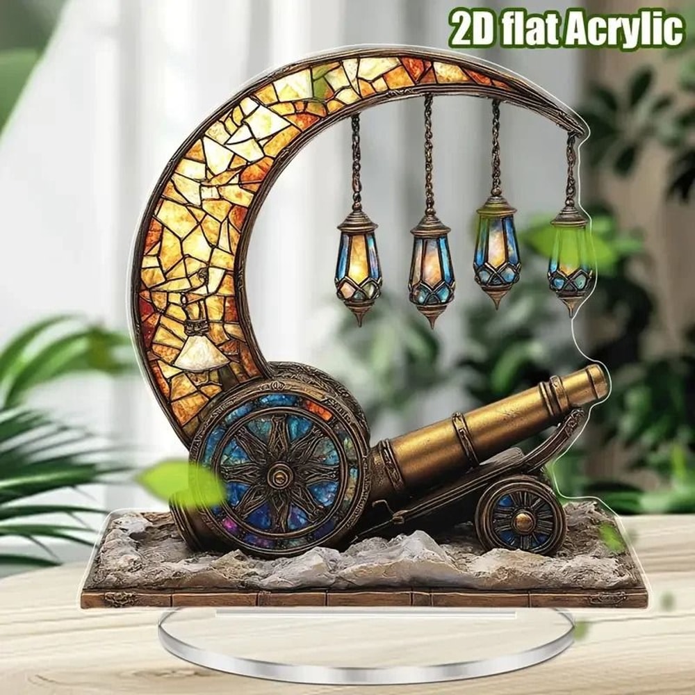 Ramadan Table Decor Crescent Moon Acrylic Desk Ornament Eid Islamic Home Decor 3