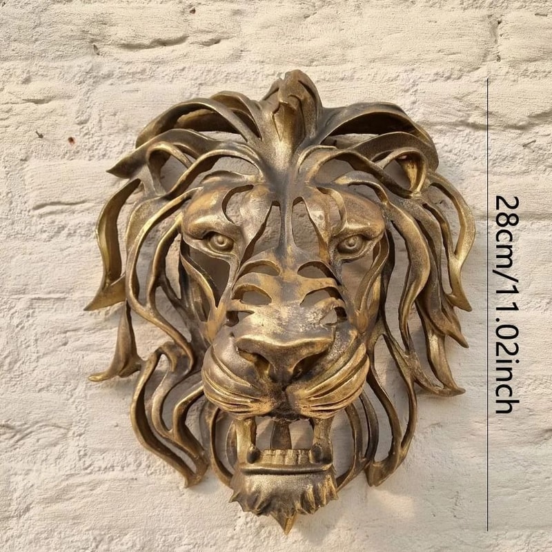 Gold Lion Head Wall Decor Luxury Resin Wall Sculpture Animal Wall Art 1