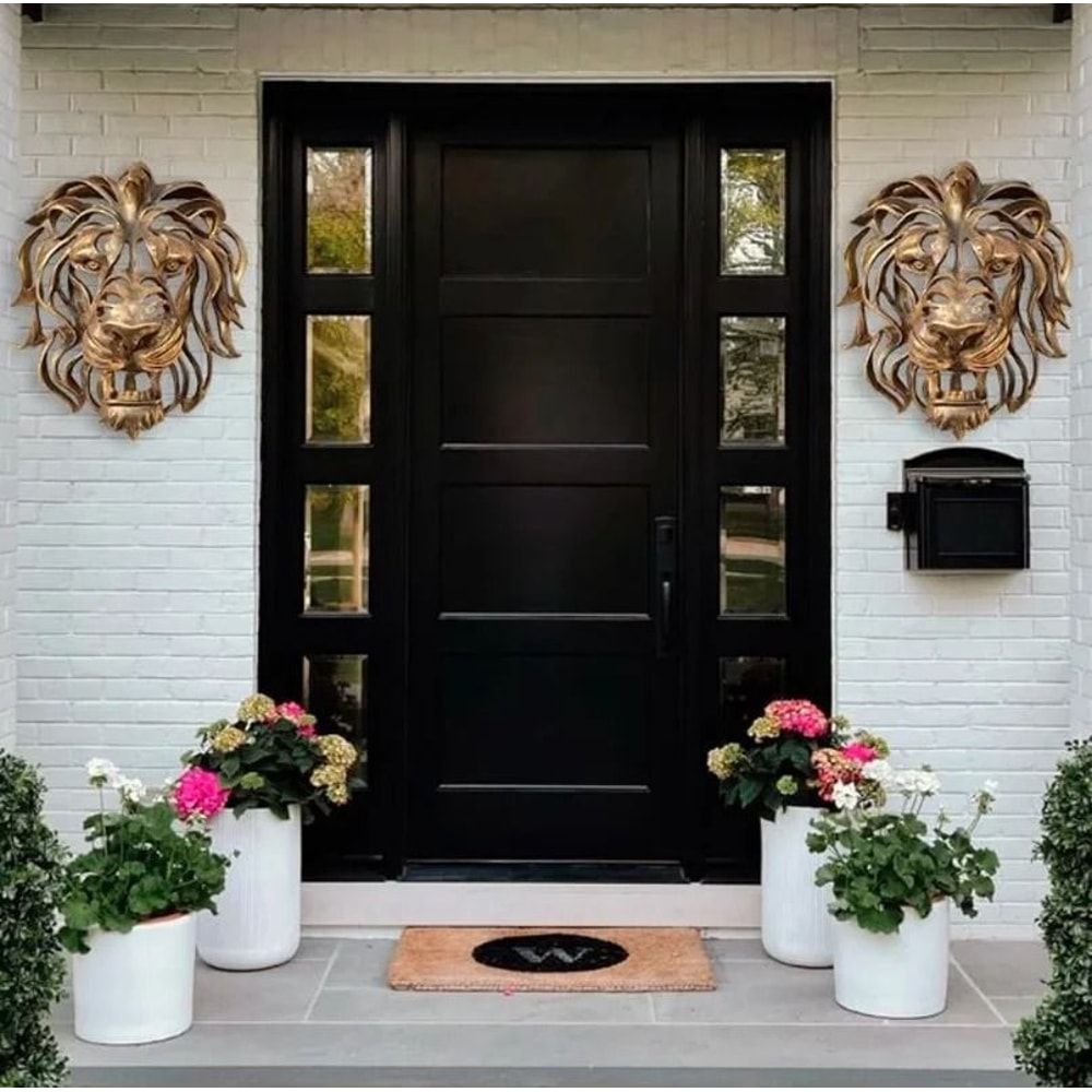 Gold Lion Head Wall Decor Luxury Resin Wall Sculpture Animal Wall Art 2