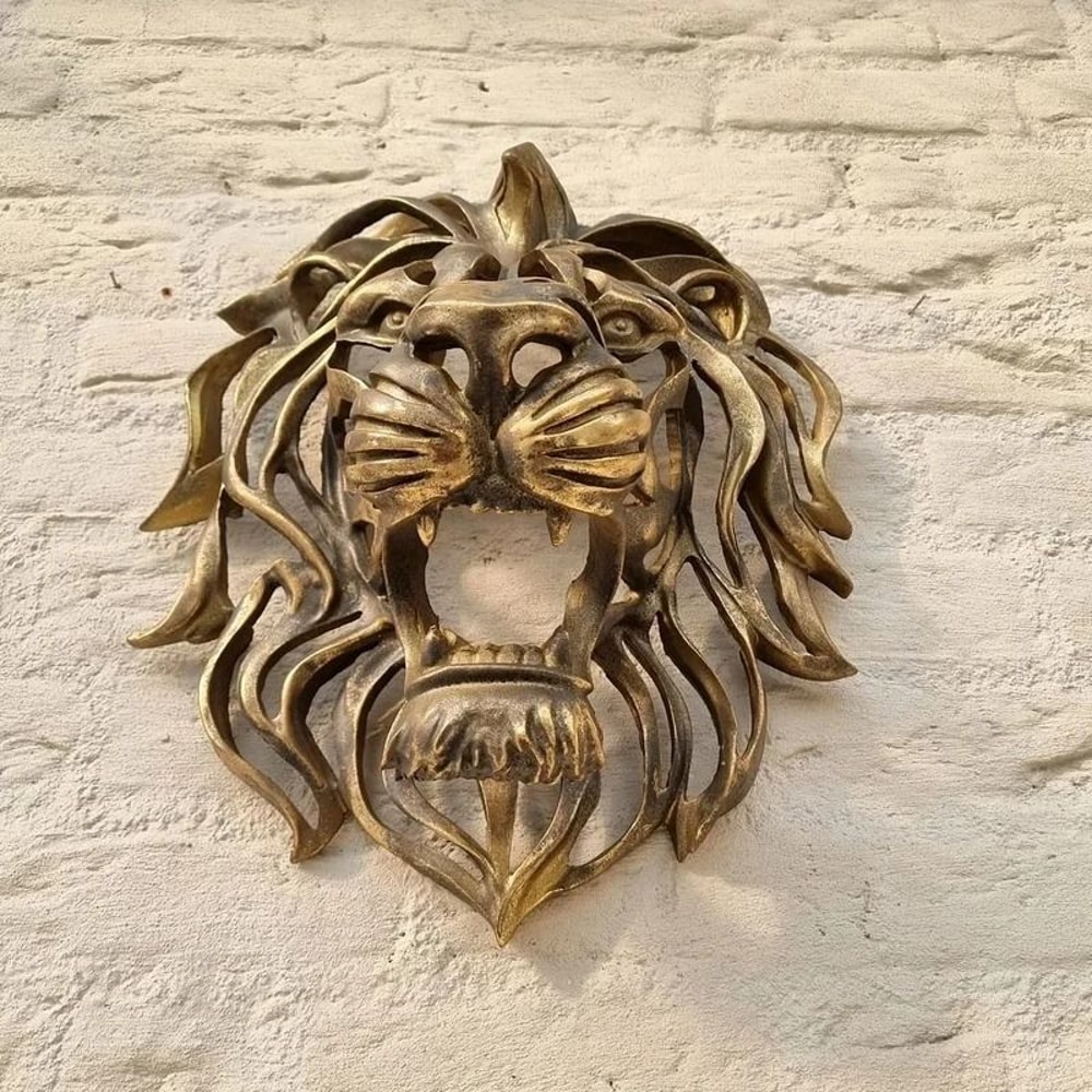 Gold Lion Head Wall Decor Luxury Resin Wall Sculpture Animal Wall Art 0