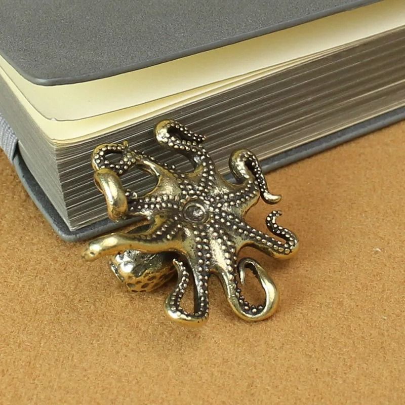 Brass Octopus Figurine Mini Sea Animal Desk Decor Tea Pet Ornament 4