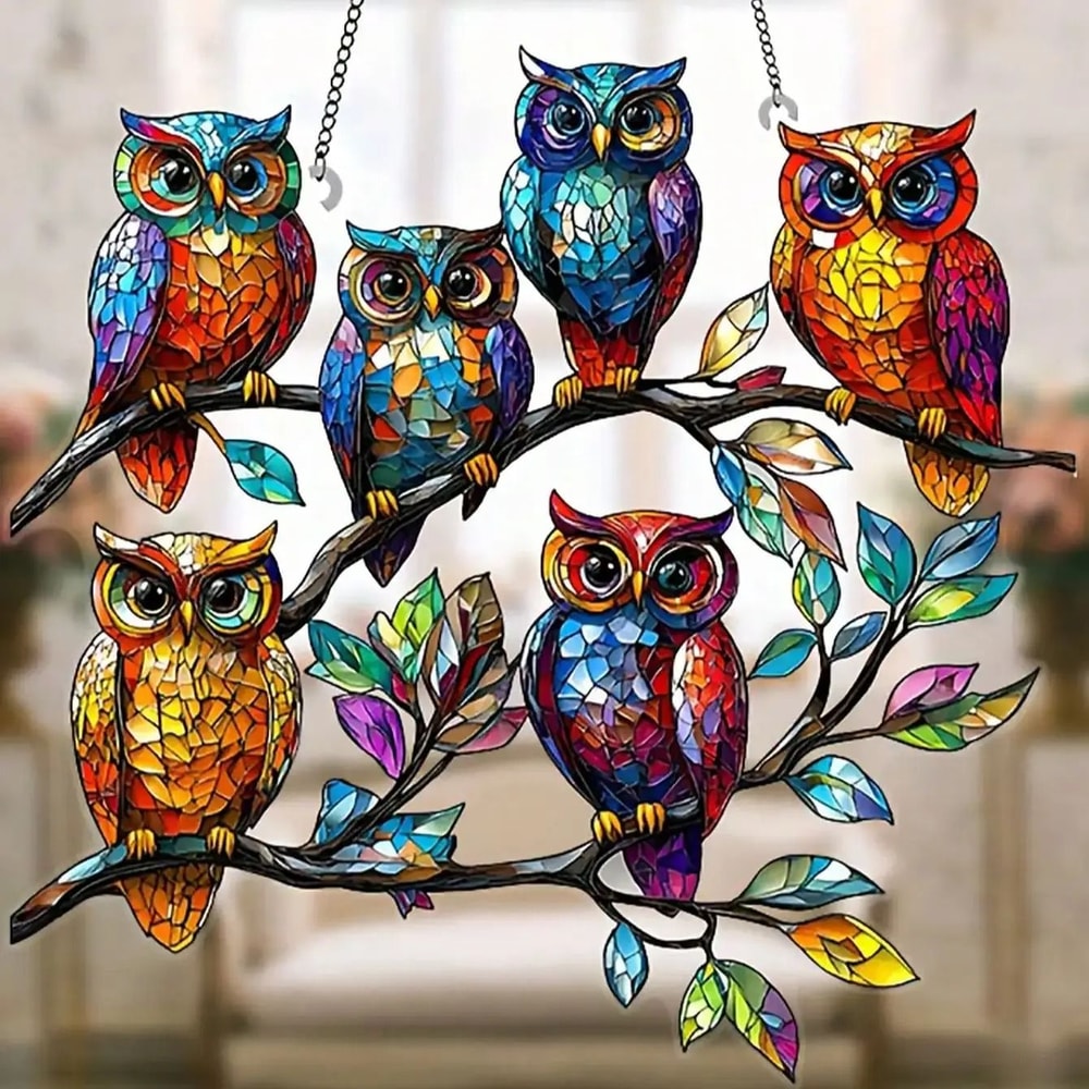 Colorful Owl Pendant Light Decorative Animal Hanging Lamp For Home Decor 11