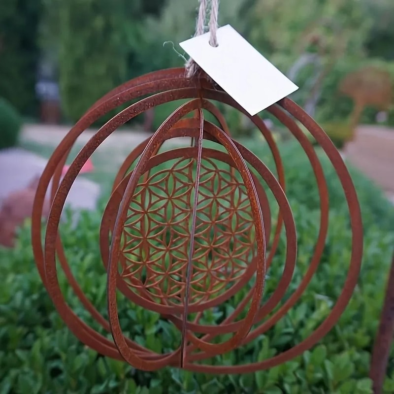 Rustic Metal Wind Spinner Spiral Weather Vane Outdoor Hanging Decor 4