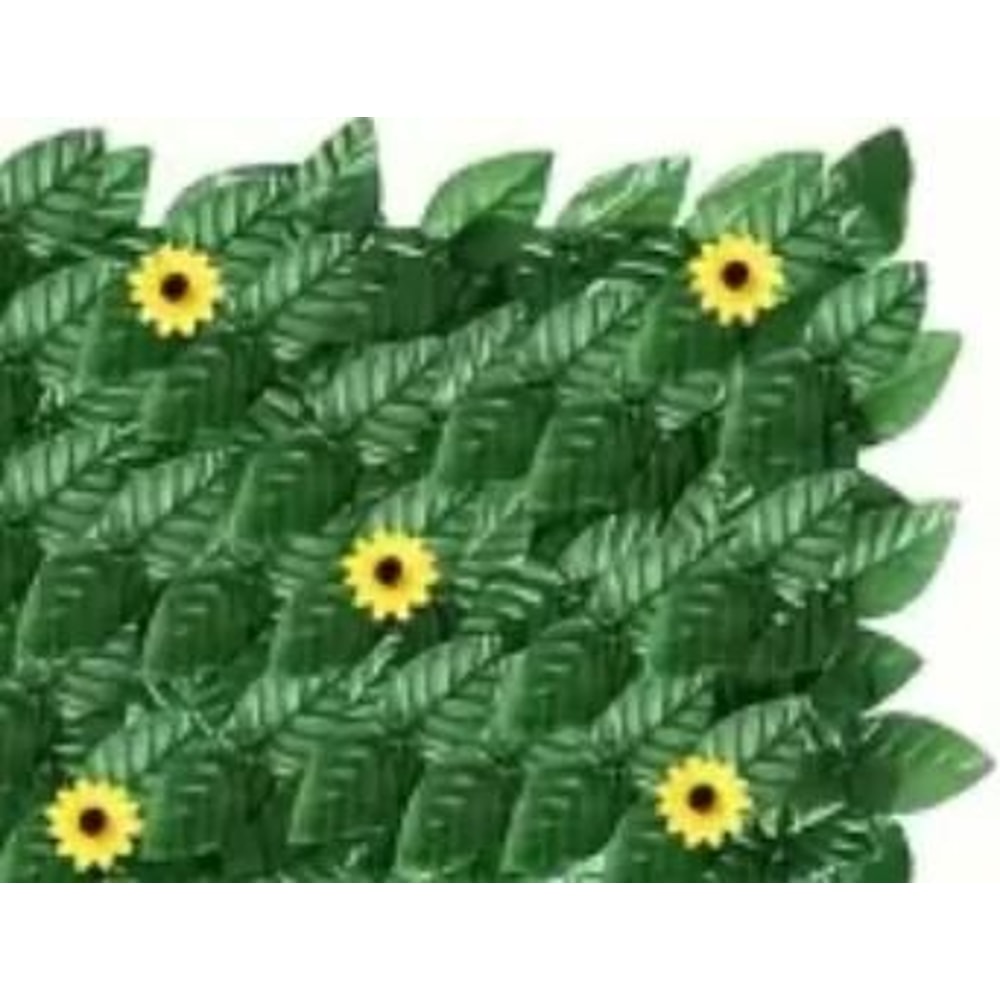 Artificial Ivy Privacy Fence With Sunflowers Outdoor Wall Decor Panel 1