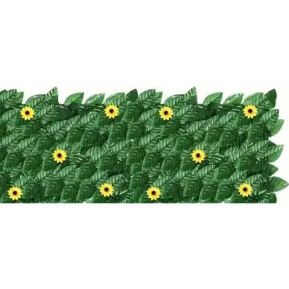 Artificial Ivy Privacy Fence With Sunflowers Outdoor Wall Decor Panel 2