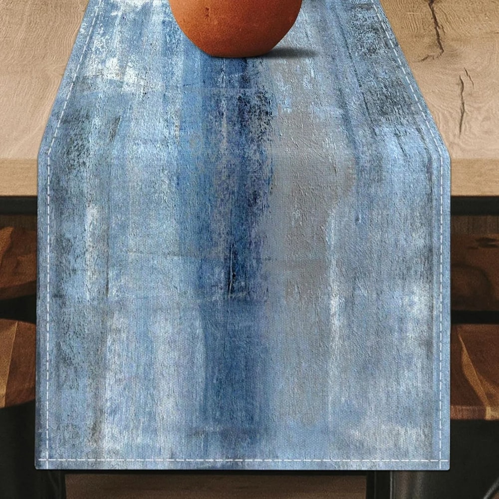 Modern Tie Dye Linen Table Runner Rustic Farmhouse Dining Table Decor 0