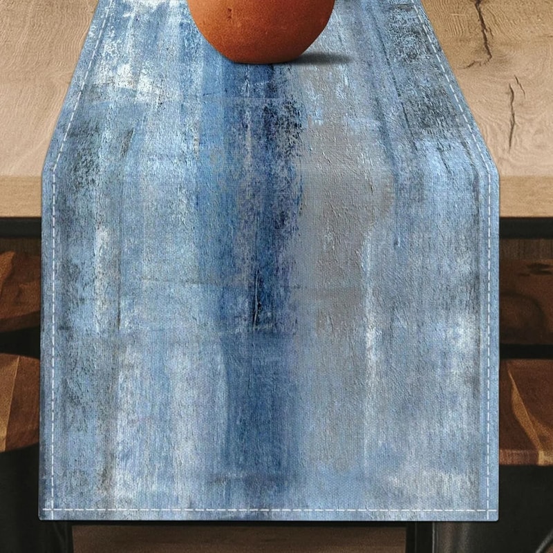 Modern Tie Dye Linen Table Runner Rustic Farmhouse Dining Table Decor 0
