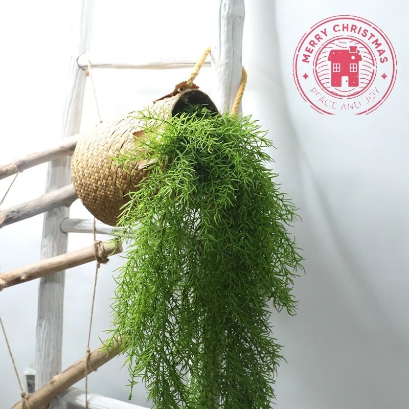 Artificial Pine Needle Garland Green Wall Hanging Plant Decor 6