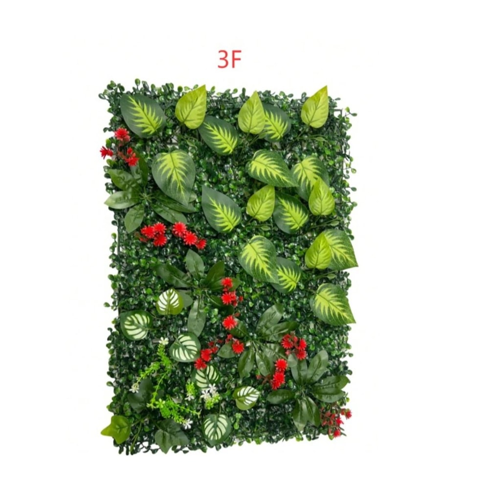 Artificial Grass Wall Panel Greenery Backdrop With Flowers Privacy Hedge Screen 3