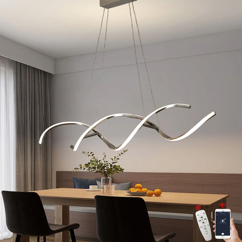 Modern LED Chandelier Linear Dining Room Pendant Light Minimalist Ceiling Lighting 8