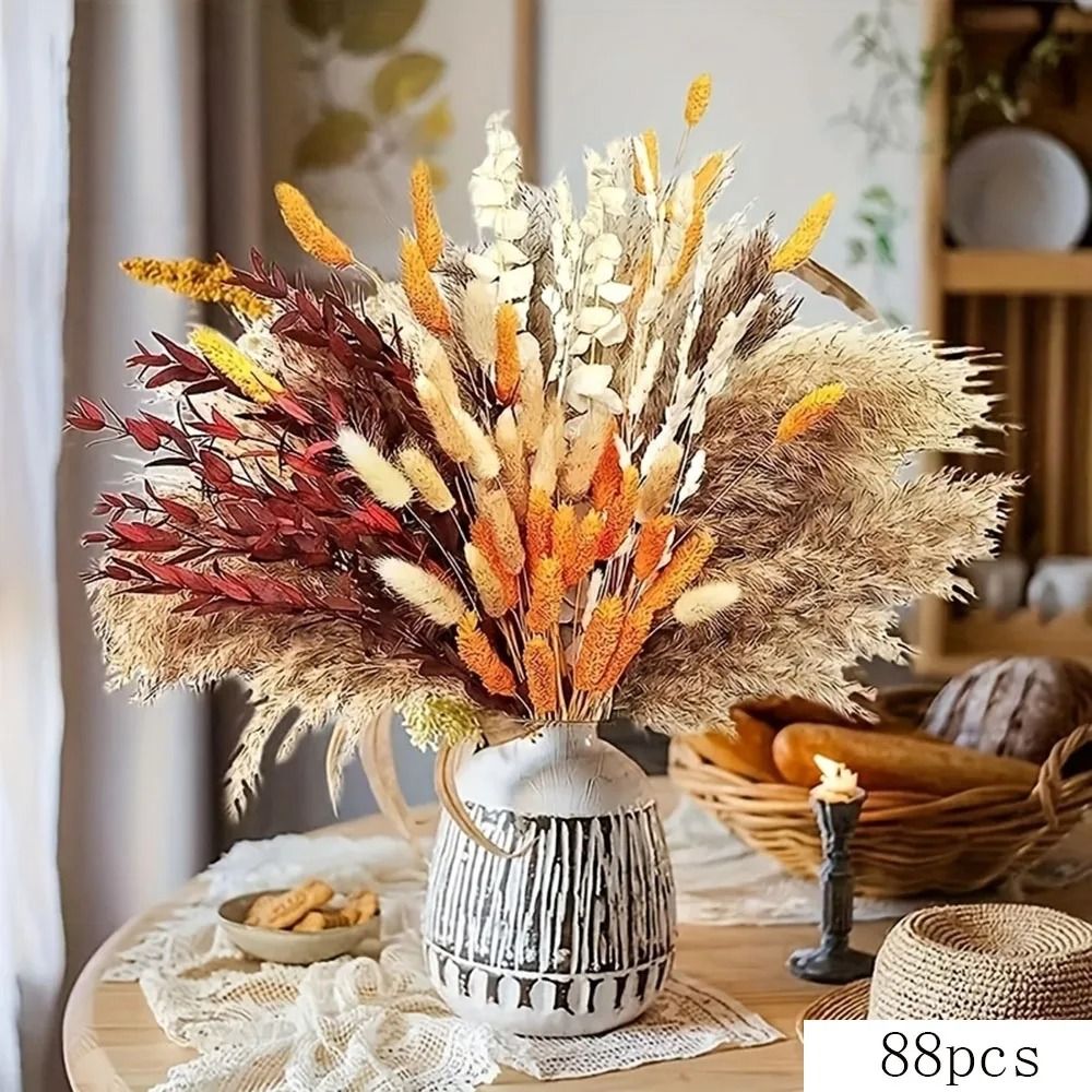 Preserved Eucalyptus Pampas Grass Bouquet Boho Dried Flower Arrangement Decor 5