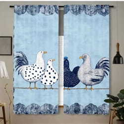 chicken print kitchen cafe curtains farmhouse light filtering rod pocket panels
