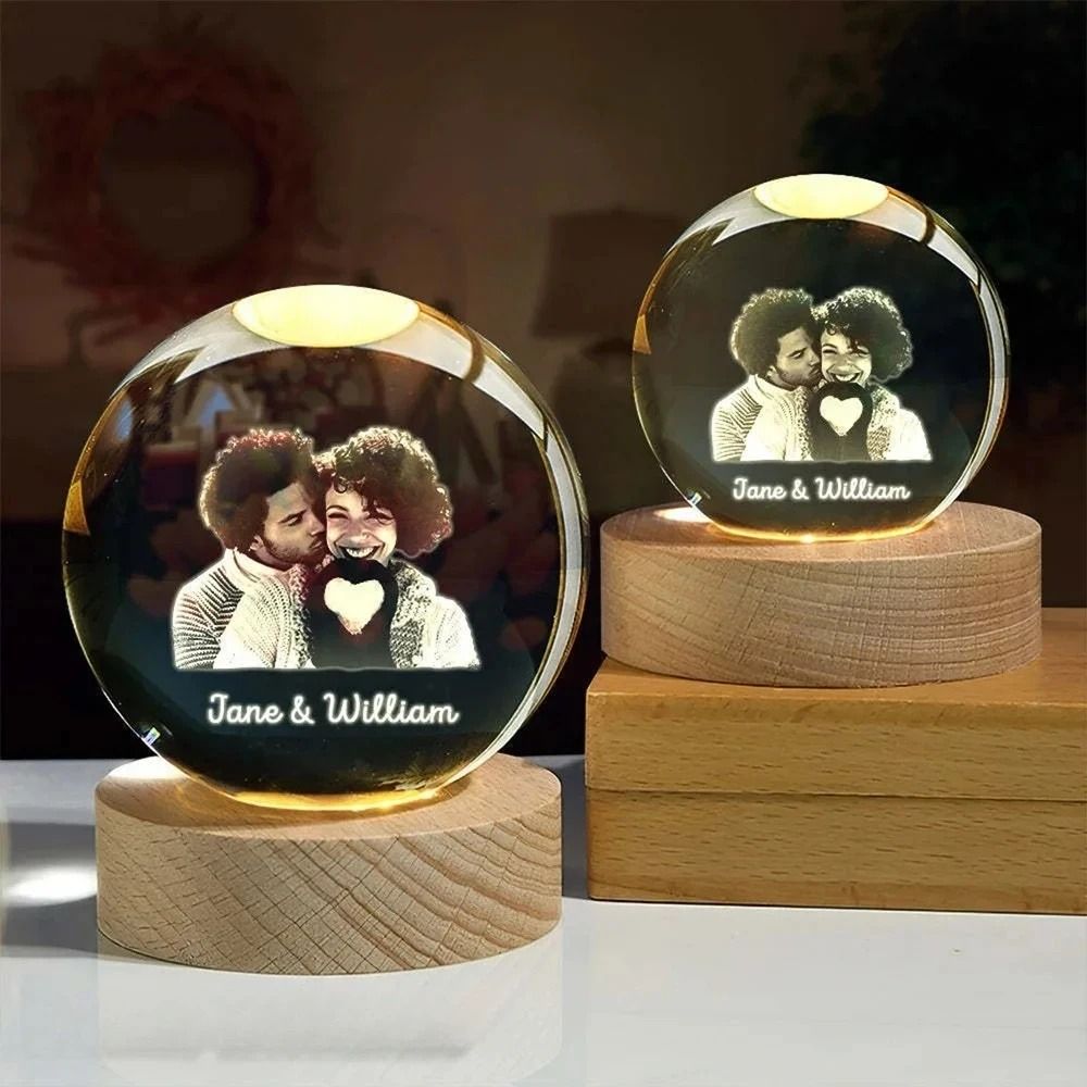 Custom Crystal Ball Night Light Personalized 3D Photo LED Lamp Gift 0
