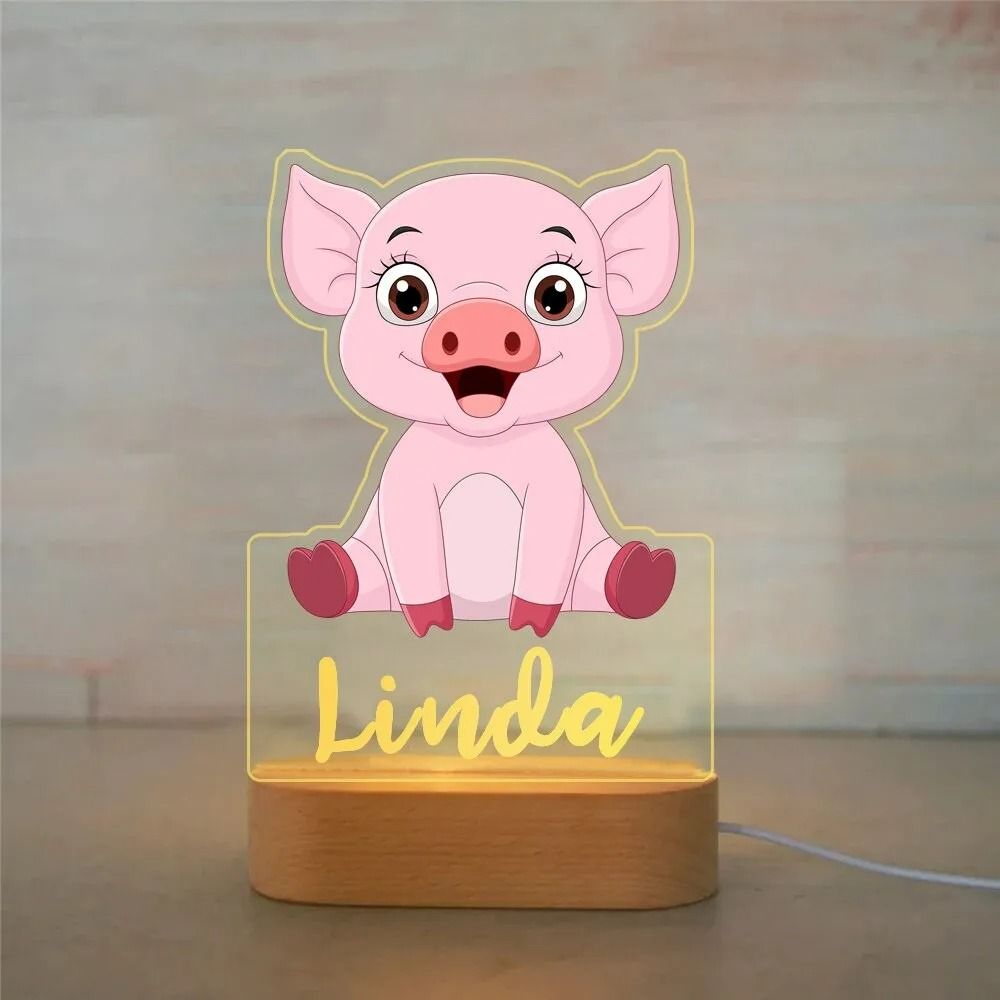 Personalized Name Night Light Custom Acrylic Animal LED Lamp For Kids 4