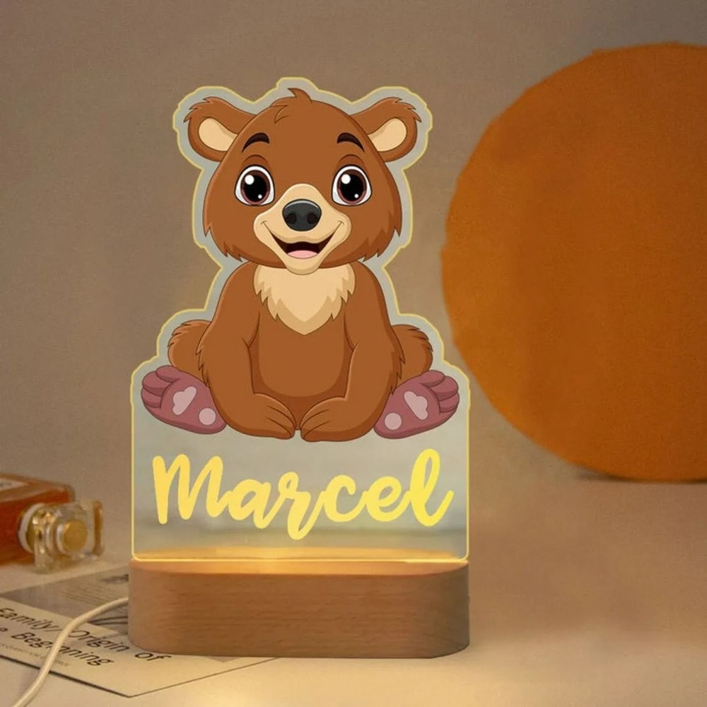 Personalized Name Night Light Custom Acrylic Animal LED Lamp For Kids 10
