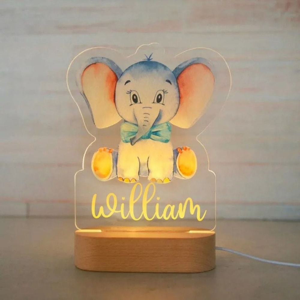 Personalized Name Night Light Custom Acrylic Animal LED Lamp For Kids 13