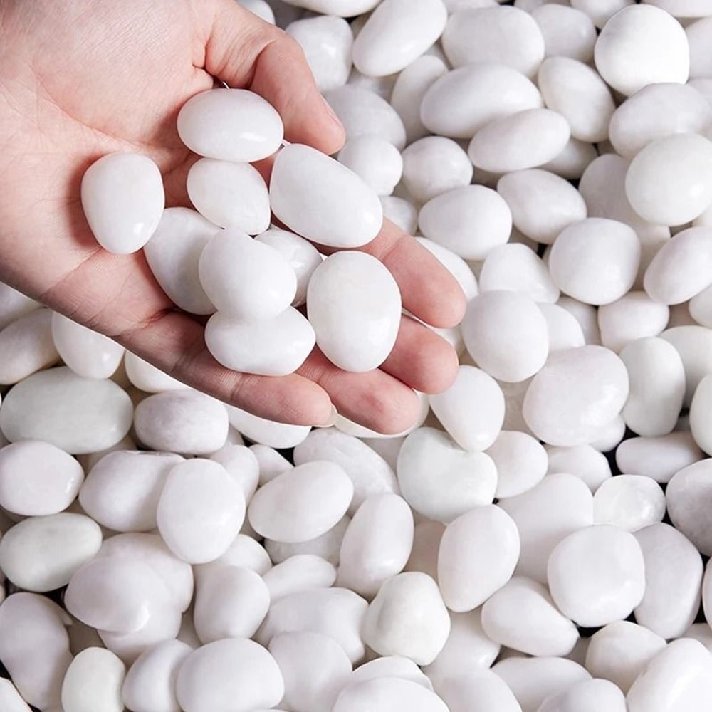 White Decorative Pebbles Polished River Stones For Aquarium And Garden Decor 0