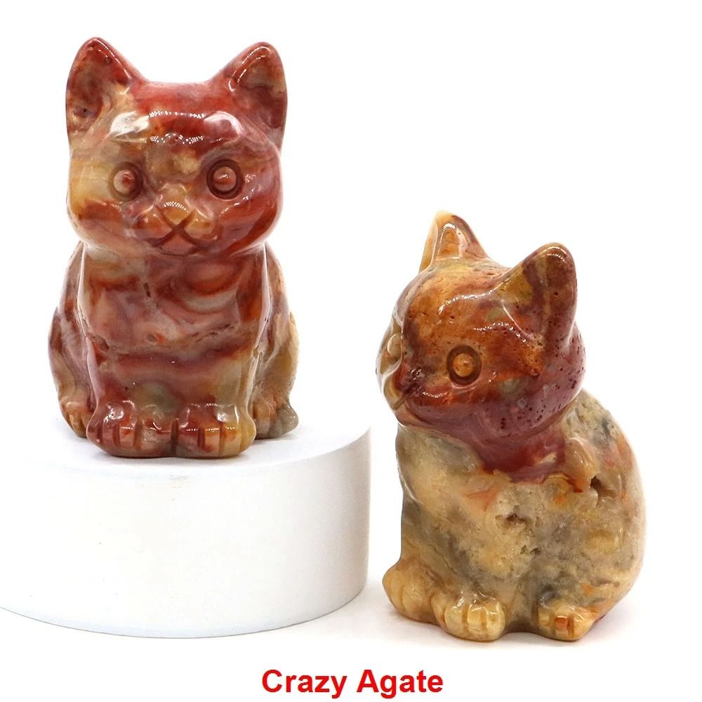 Natural Amethyst Crystal Cat Figurine Hand Carved Healing Stone Decor 6