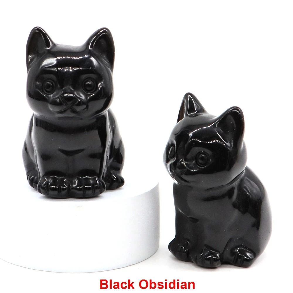 Natural Amethyst Crystal Cat Figurine Hand Carved Healing Stone Decor 1