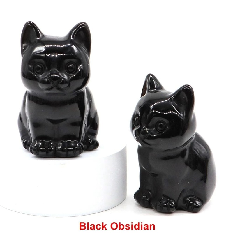 Natural Amethyst Crystal Cat Figurine Hand Carved Healing Stone Decor 1