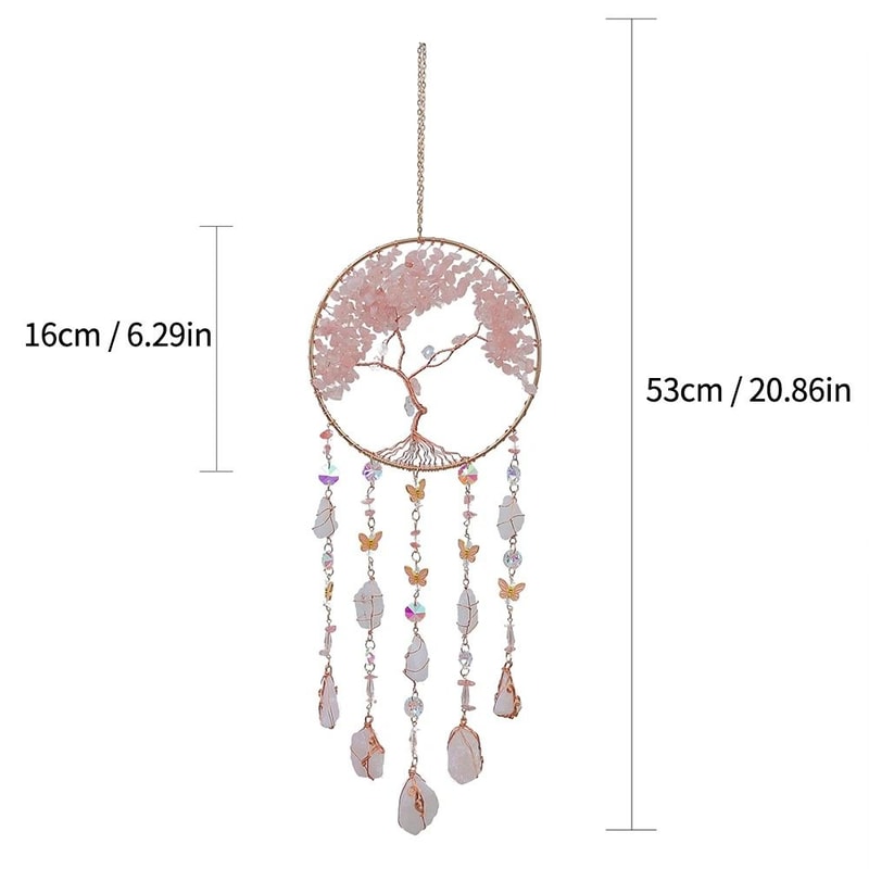 Natural Agate Dream Catcher Wall Hanging Boho Moon Star Sun Crystal Decor 2