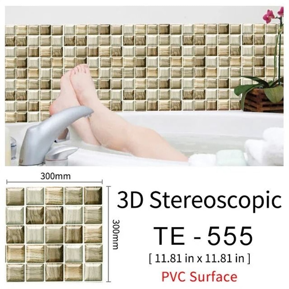 3D Brick Wall Sticker Waterproof Peel And Stick Self Adhesive Wall Decor Set 15pcs 2