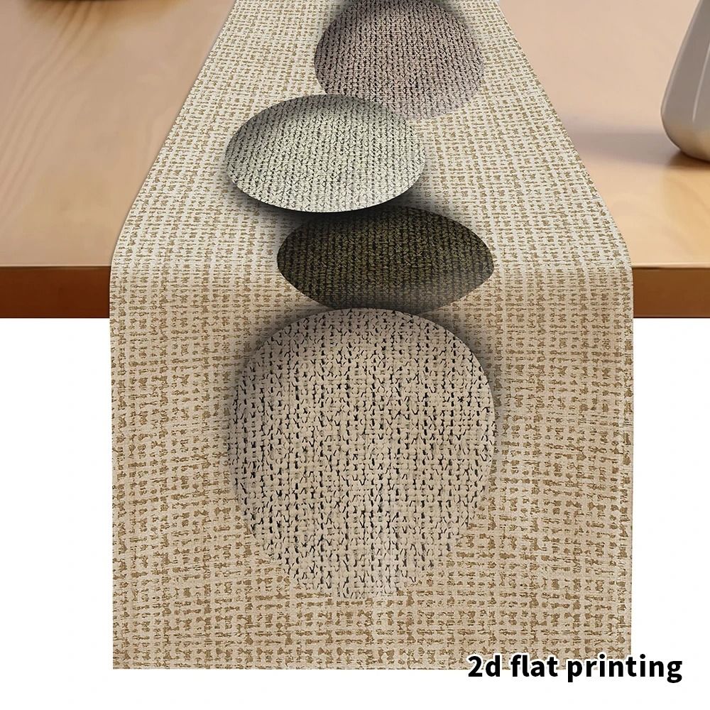 Neutral Pebble Pattern Table Runner Earth Tone Modern Table Decor 0
