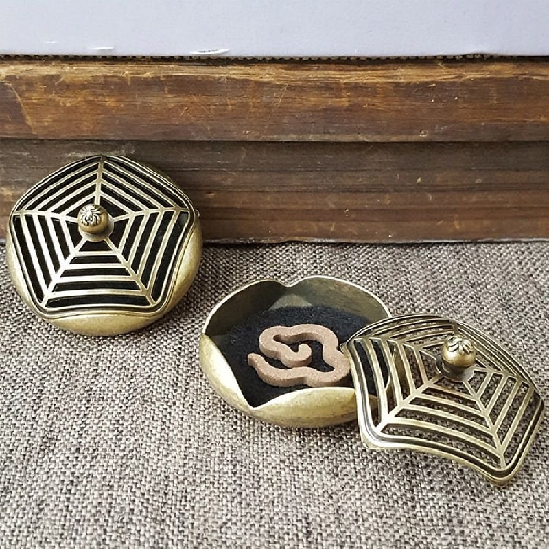 Antique Brass Incense Burner Mini Chinese Dragon Phoenix Holder 4