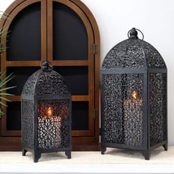 black metal candle lantern set hanging candle holder decorative lanterns