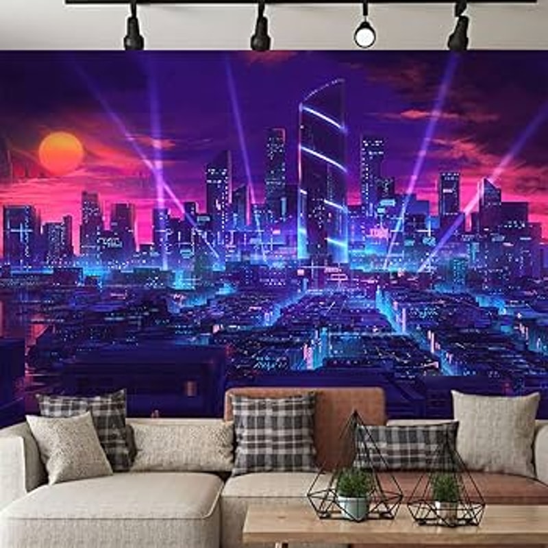 Psychedelic Forest Waterfall Tapestry Cyberpunk Wall Decor For Gaming Room 2