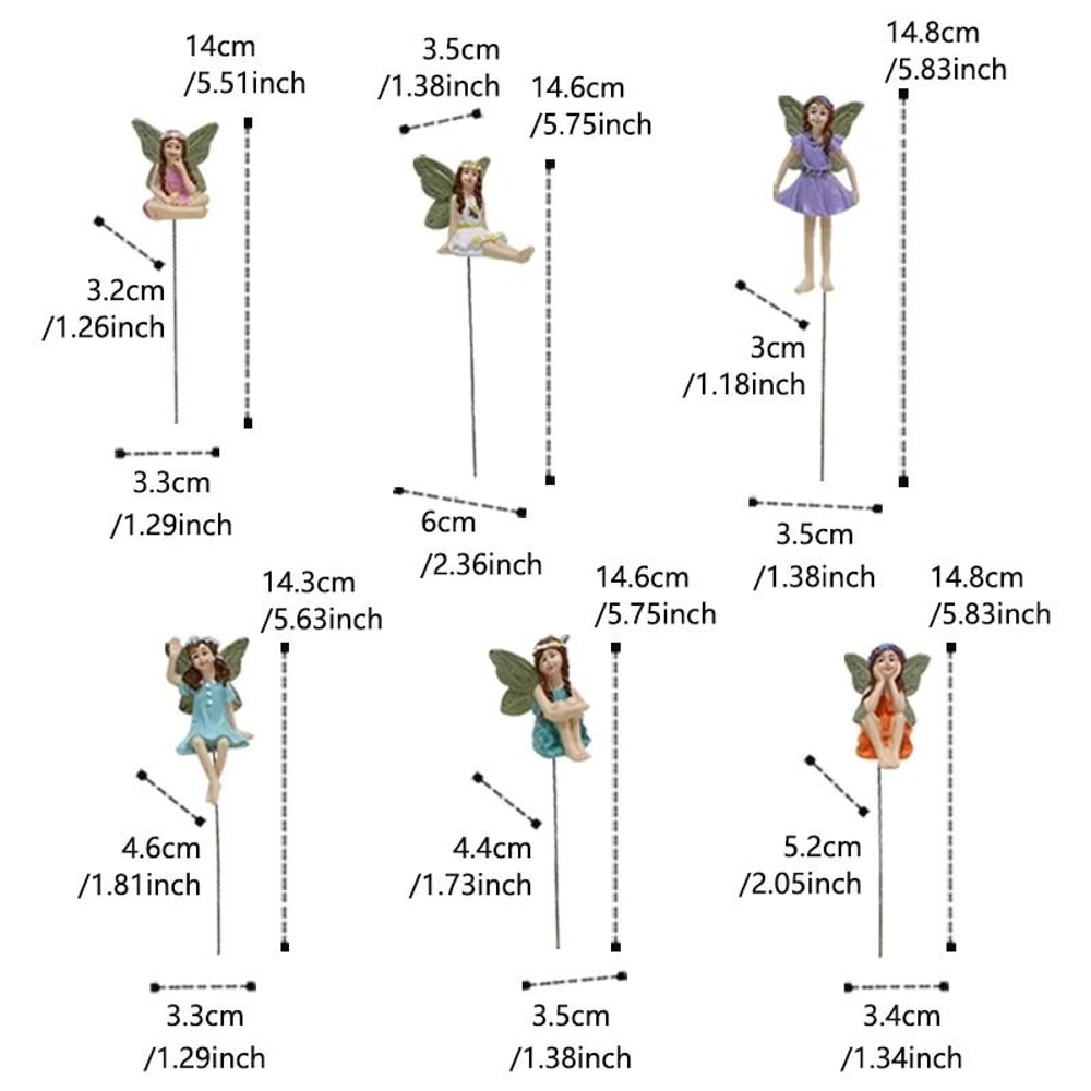 Mini Fairy Garden Figurines Set Garden Fairy Stakes Outdoor Decor 1